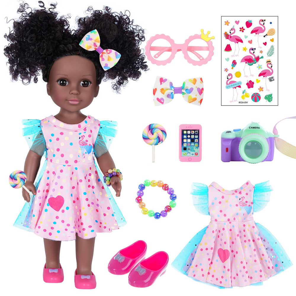 DOTVOSY 14.5 inch doll in flamingo dress ready for imaginative play