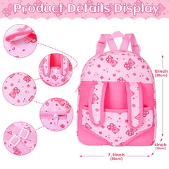 Doll with pacifier and pink hanky enhances pretend feeding moments.
