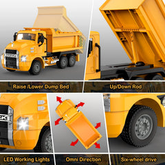 DOUBLE E Mack RC Dump Truck with interactive sounds and lights.