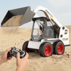 DOUBLE E RC skid steer loader toy front loader action enhances imaginative play.