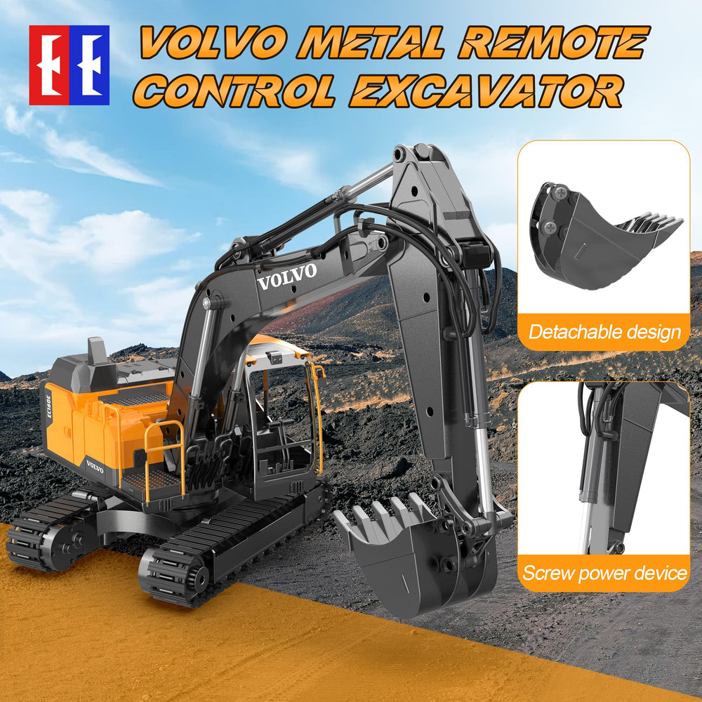 DOUBLE E Volvo 1:16 excavator drill head ready for task switching
