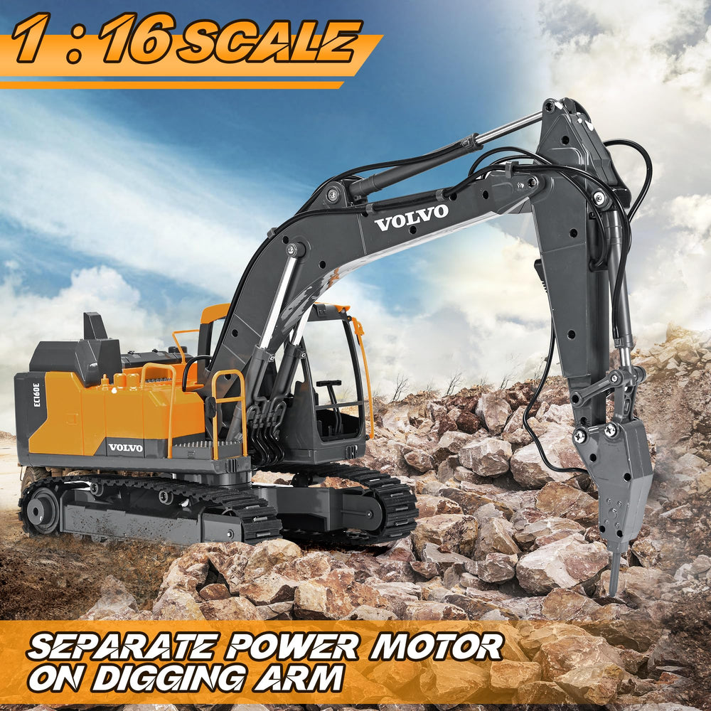 DOUBLE E Volvo 1:16 excavator grab head in action for material handling