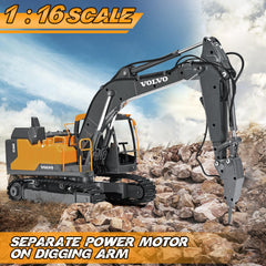 DOUBLE E Volvo 1:16 excavator grab head in action for material handling