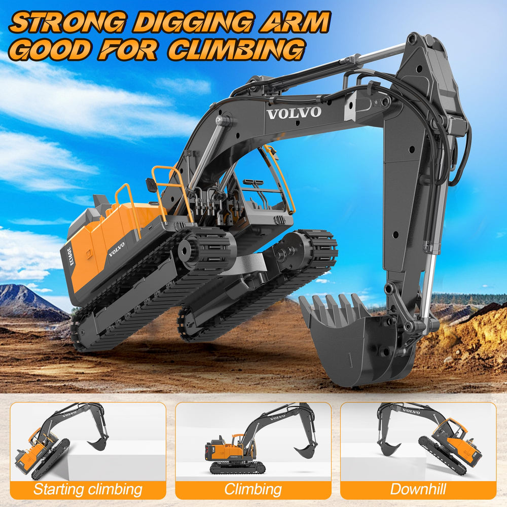 DOUBLE E Volvo 1:16 excavator packaging ready for gifting