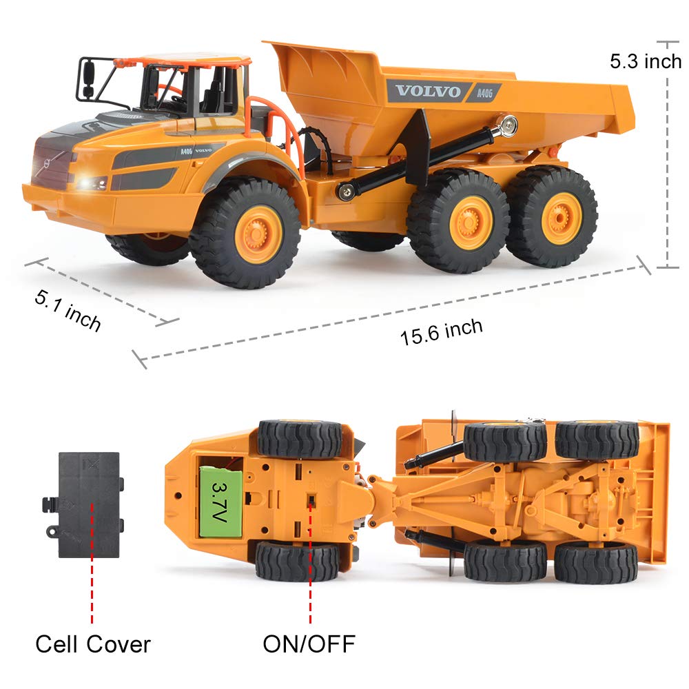 DOUBLE E Volvo RC dump truck kid-friendly design supports active, safe play