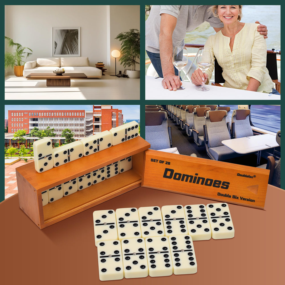 Doublefan dominoes enable games like Chicken Foot and Mexican Train.