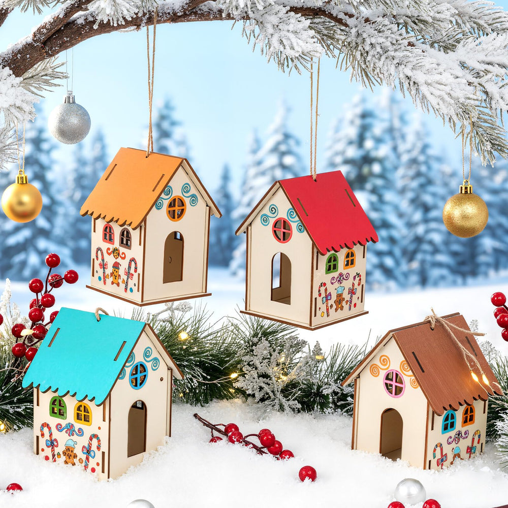 DoubleFill assembled Christmas village with wooden houses for festive display