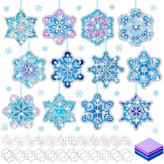 DoubleFill snowflakes craft kit with 60 cutouts for colorful window décor.