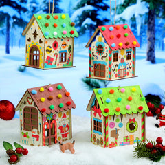 DoubleFill wooden Christmas birdhouse kit with Santa figure for classroom display