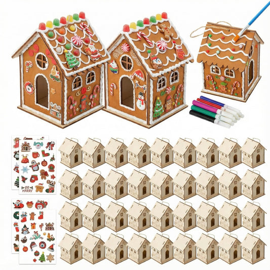 DoubleFill wood gingerbread house kit for simple assembly and imaginative play.