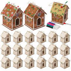 DoubleFill wooden birdhouse kit pieces ready for classroom crafting and decoration.