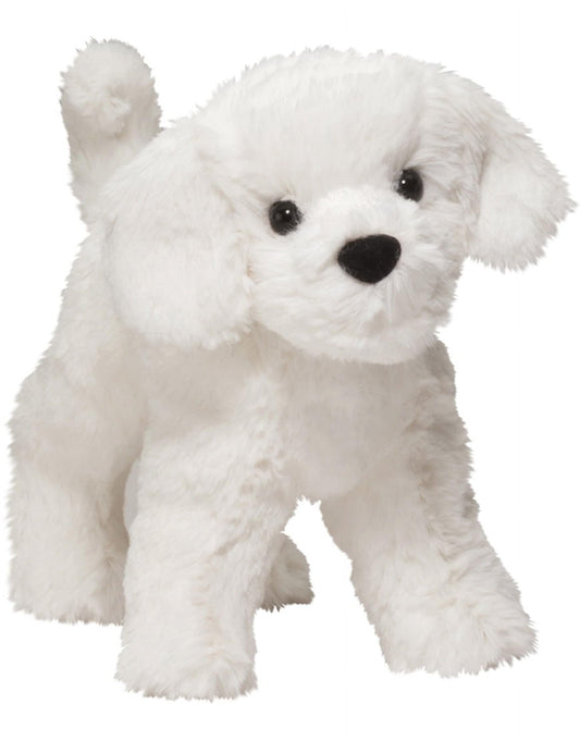 Douglas Dandelion Puff Bichon plush — front view, durable and squeezably soft for kids' playtime.