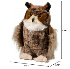 Douglas Einstein Great Horned Owl plush texture highlights luxuriously soft materials and airbrushed accents.