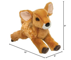 Douglas Fern plush deer fawn – side view showing oversized ears for cozy hugs.