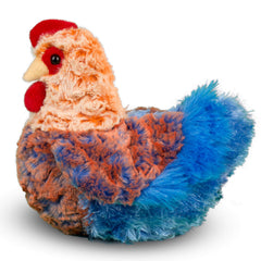 Douglas Henrietta Blue Lace Hen comb-wattle close-up, lifelike charm for imaginative barnyard games.