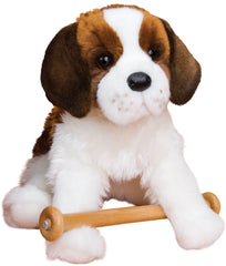 Douglas Oma Saint Bernard plush front view with soft fur and amber eyes for cozy cuddles
