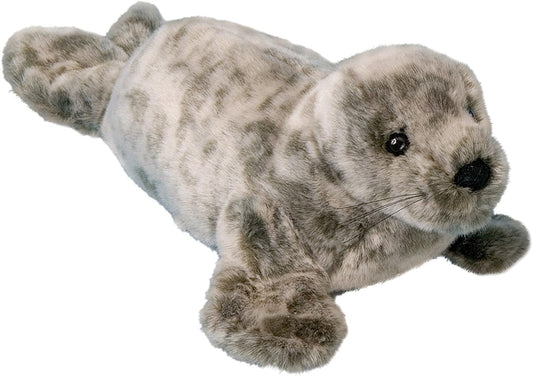 Douglas Speckles Monk Seal Plush face close-up showing soft, huggable texture for cuddling.