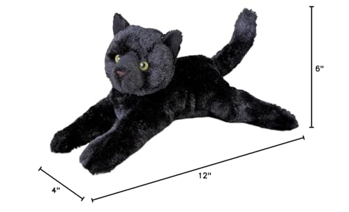 Douglas Tug Black Cat plush with coal black coat for lifelike display and cuddling.