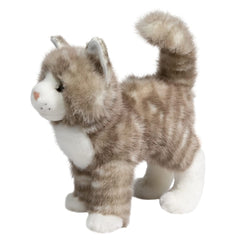 Douglas Zipper Gray Tabby Cat Plush stands up, inspiring interactive playtime.