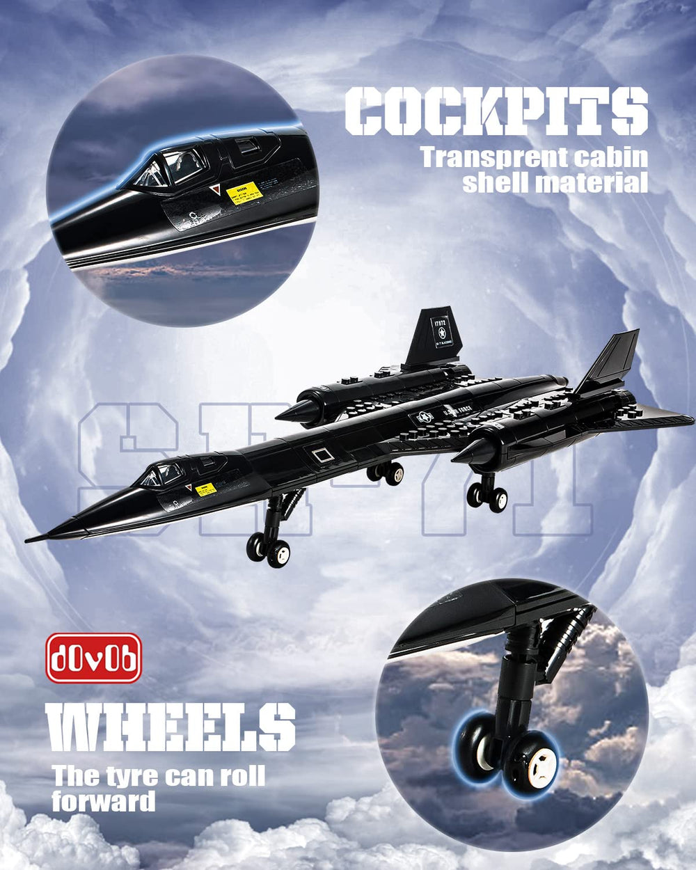 dOvOb assembled SR-71 reconnaissance model ready for display.