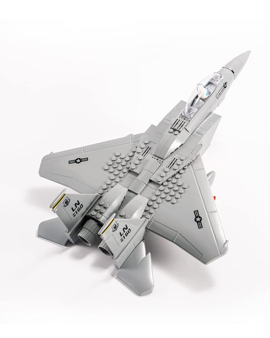 dOvOb F-15 Eagle jet model front view, ideal for display and collection