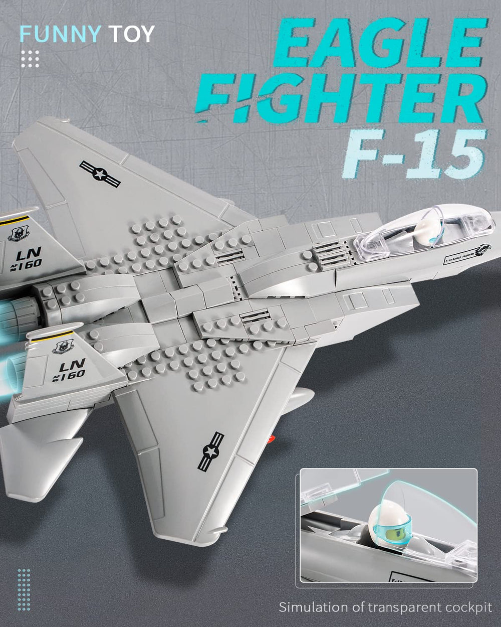 dOvOb F-15 Eagle jet model rear view, shows authentic detailing and shelf appeal