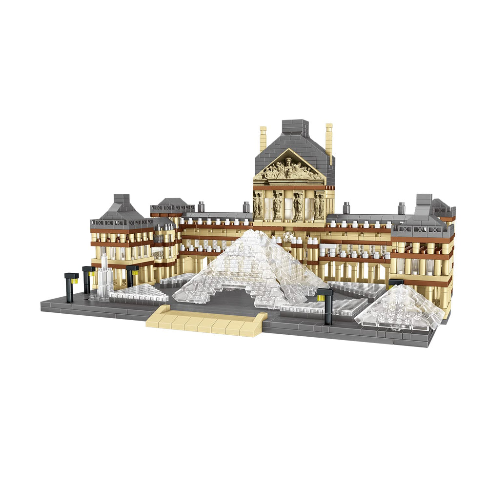 DovOb Louvre micro building blocks kit highlights refined detail for display.