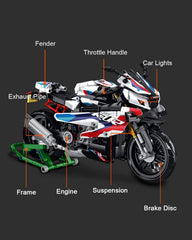 dOvOb Motorcycle 1000 RR model assembly in progress with clear steps