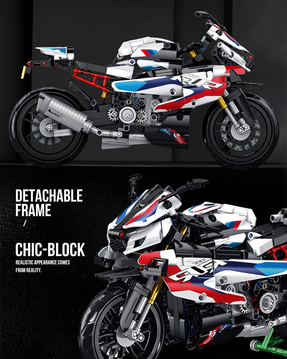 dOvOb Motorcycle 1000 RR model packaging and setup for gifting