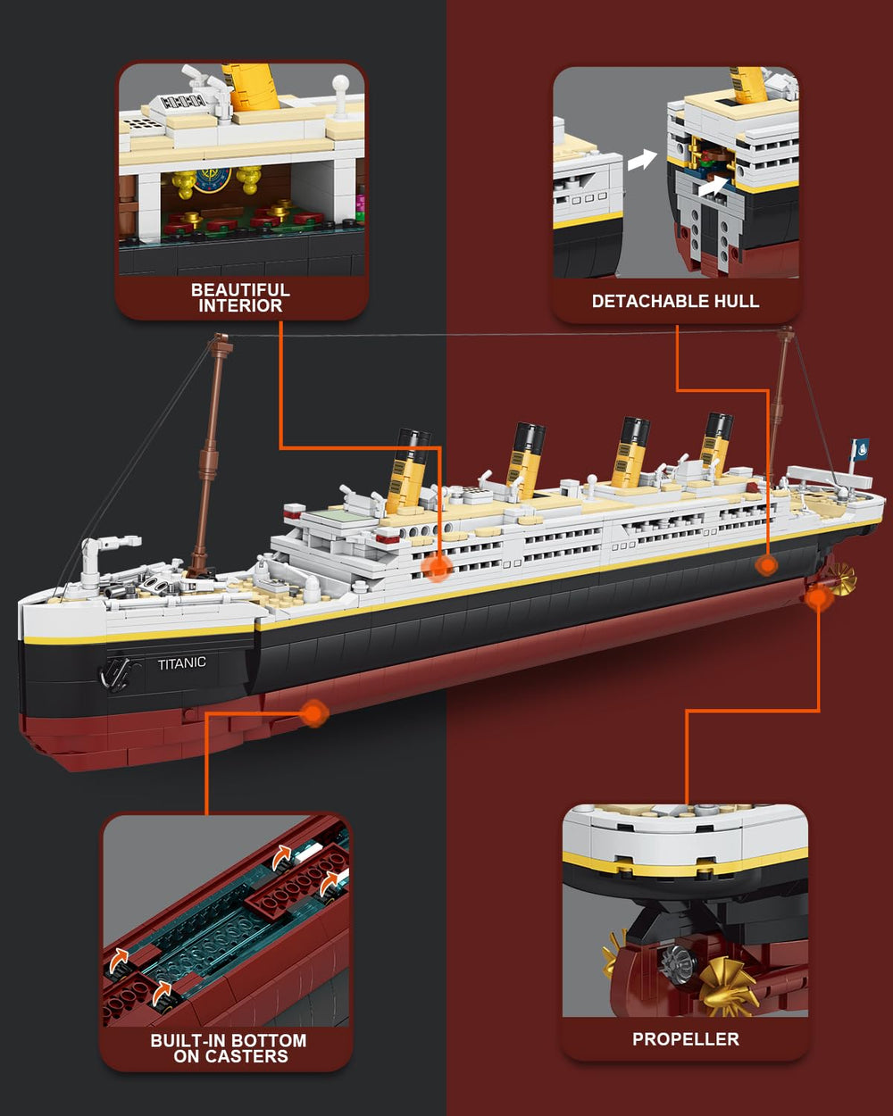 The dOvOb Titanic model is compatible with major brands for flexible building.