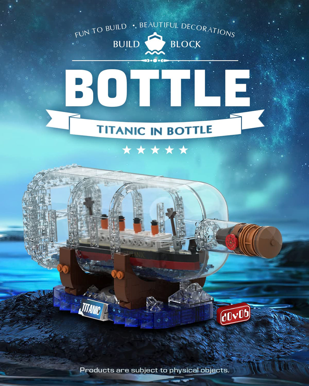 dOvOb Titanic model with 878 bricks, includes color guidance