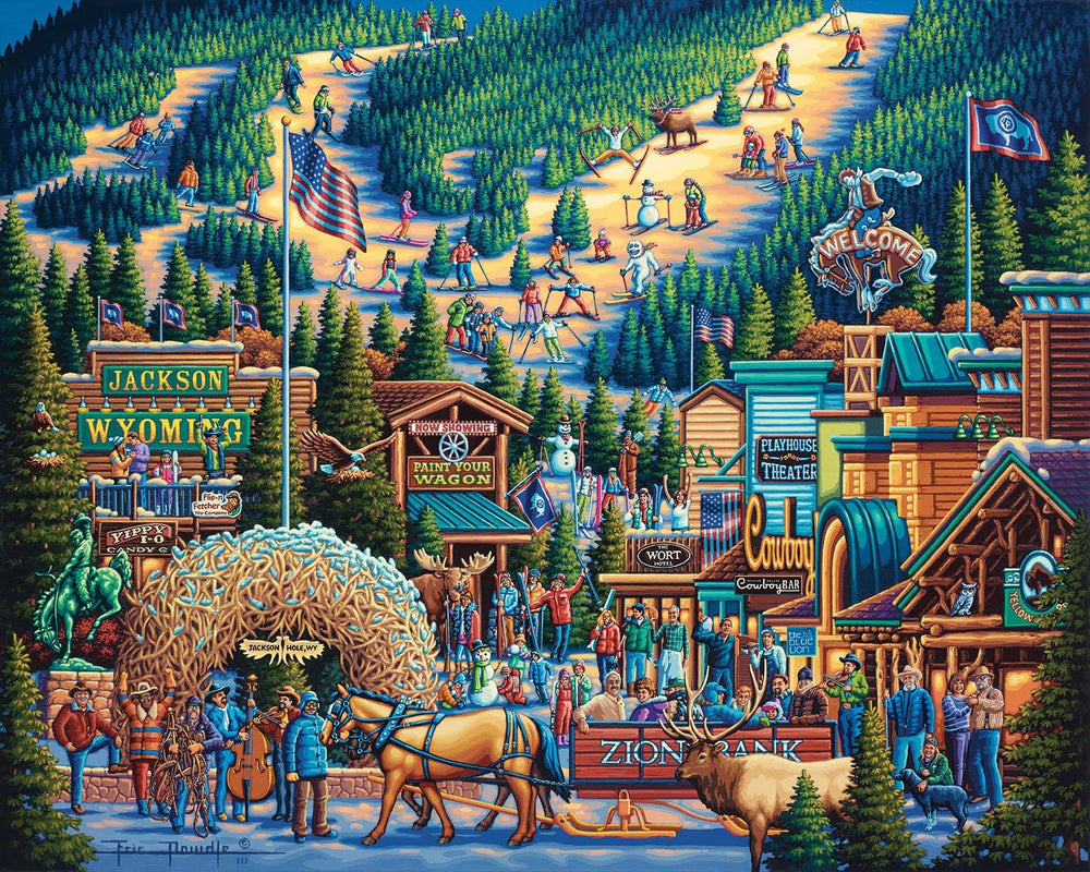 Dowdle 500-piece puzzle assembly area with snug-fitting pieces for focused solving.