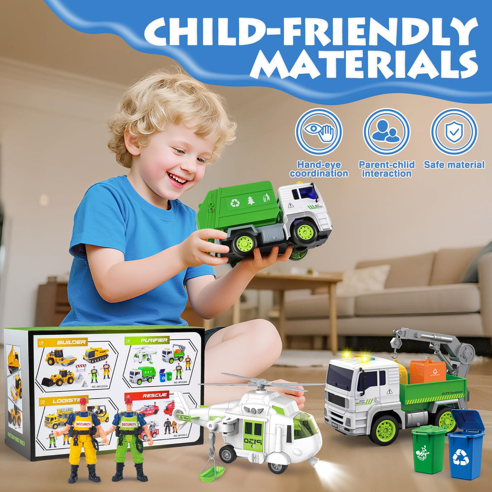 Dowellin sanitation truck toy featuring light and siren effects for immersive pretend play.