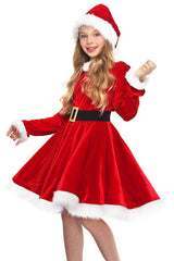 Doxrmuru Girls Mrs Santa costume front view for Christmas party.