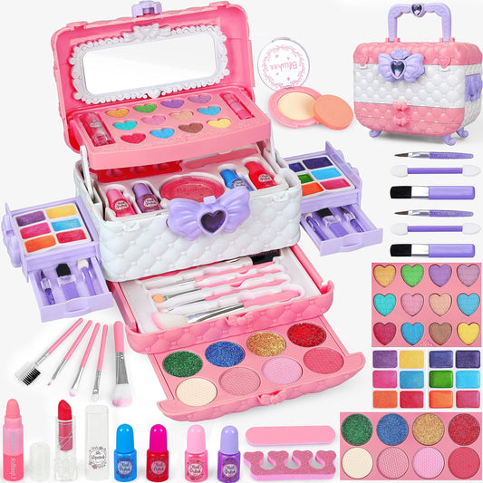 Dpai 54-pcs makeup kit with mirror for safe, imaginative pretend play.