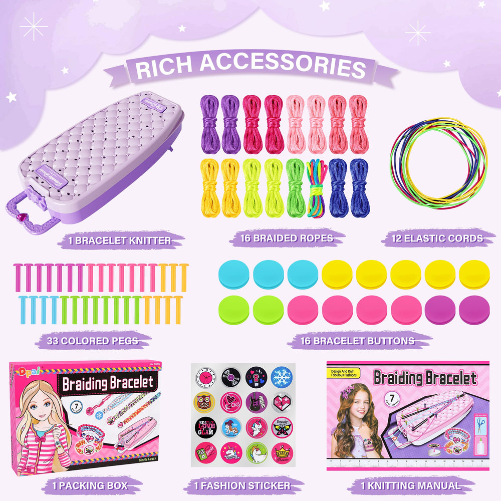 Dpai movable pegs and looms to secure bracelets during crafting sessions.