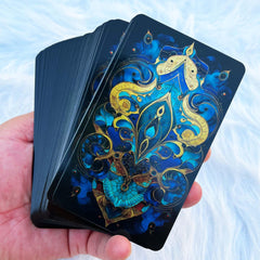 Gold-on-azure imagery from DPEHAKMK Arcana artworks