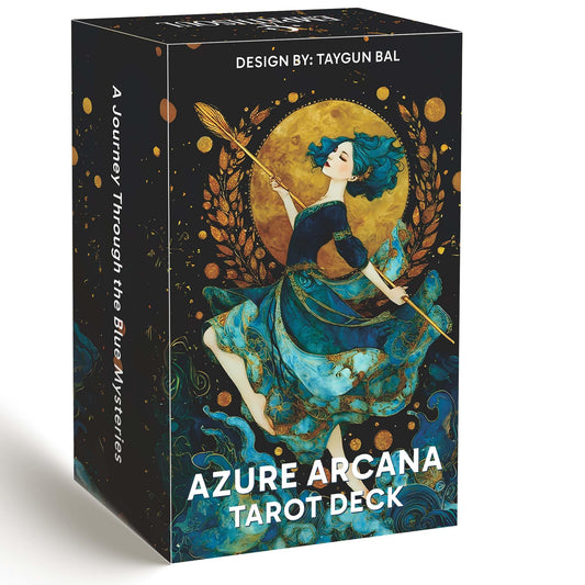 DPEHAKMK Azure Arcana Tarot deck in box front, ideal for gifting