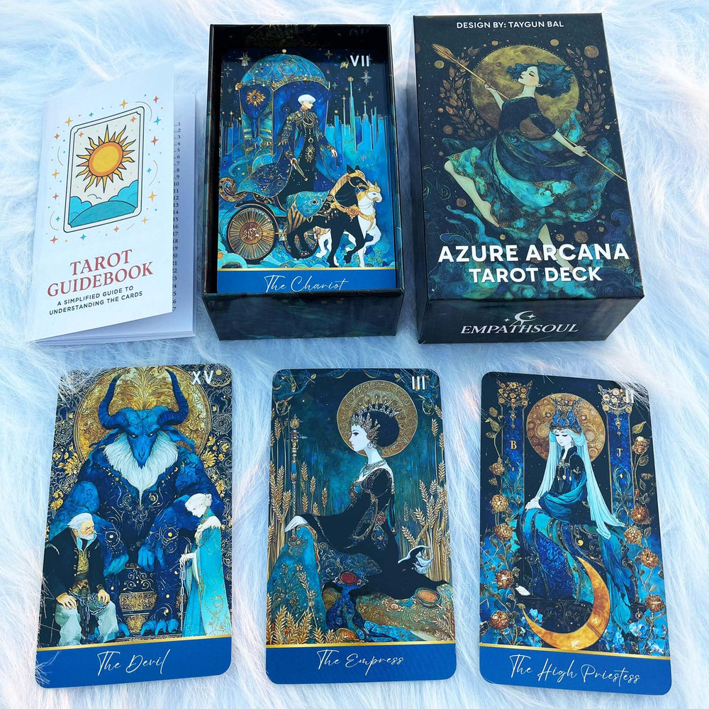 DPEHAKMK Azure Arcana tarot deck collection spread visuals