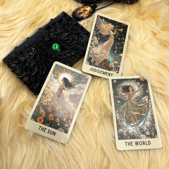 DPEHAKMK floral tarot card illustration 02 with starlit skies for reflection.