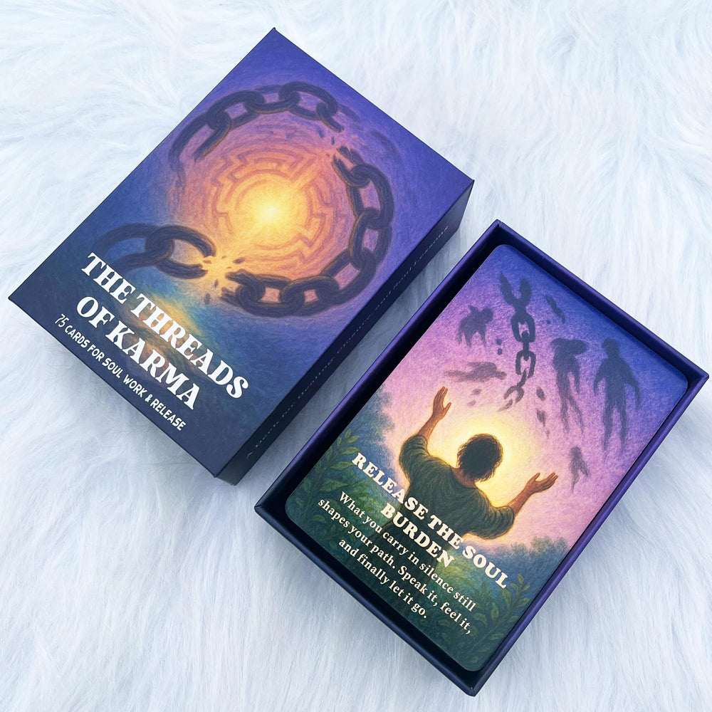DPEHAKMK Karmic Healing Box packaging showcases gift-ready spiritual growth tools.