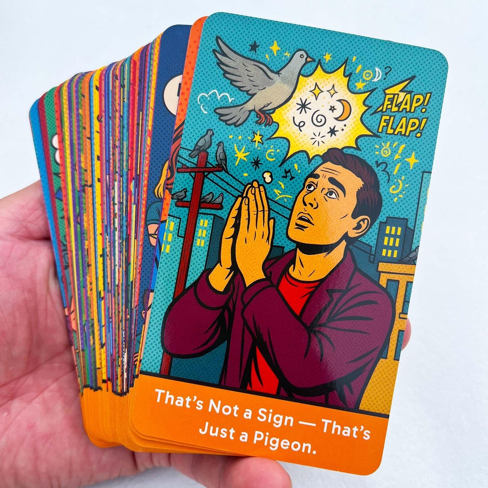 DPEHAKMK Sassy Spirits cards fanned out reveal the colorful, cheeky art style.