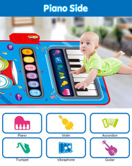DQMOON foldable blue toddler mat for easy indoor and outdoor music play.