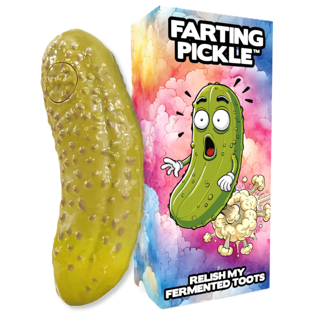 DR DINGUS farting pickle toy ready for office laughter and gatherings.