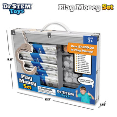 Dr. STEM Toys Play Money bills shown for authentic pretend transactions and role play.