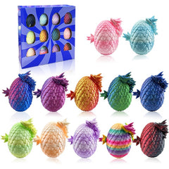 Dragon eggs 3D-printed with mini dragon, eye-catching desk decor for fantasy fans.
