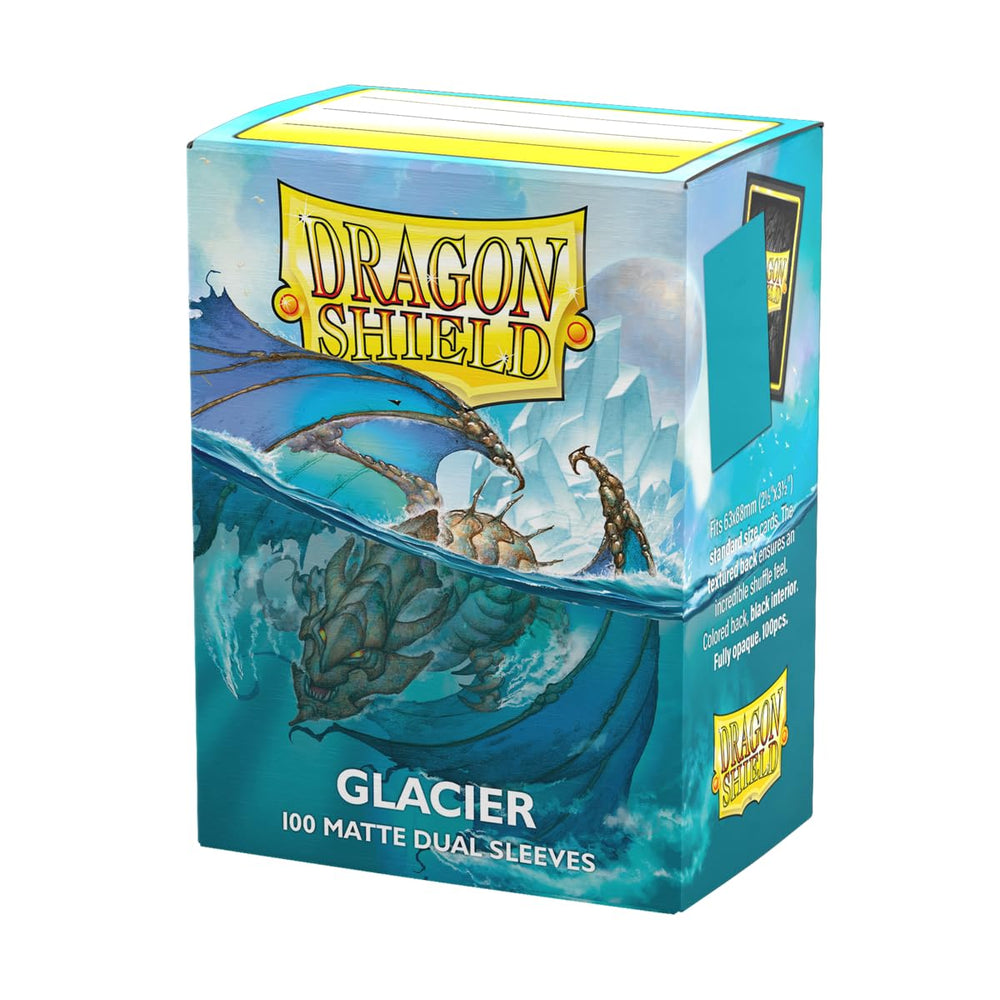 Dragon Shield Glacier sleeves pack-front view protects cards during transport.