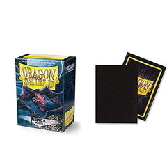 Dragon Shield matte black sleeves packaging displays five sealed boxes for bulk value.