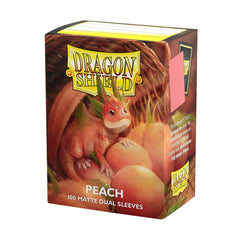 Dragon Shield Peach matte dual sleeves front view with opaque interior for tournament-ready concealment.