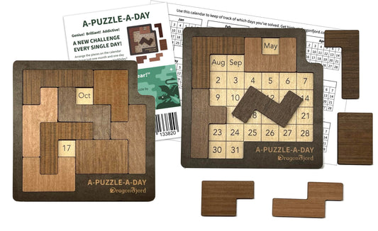 DragonFjord A-Puzzle-A-Day Deluxe calendar frame puzzle in action for daily challenges.